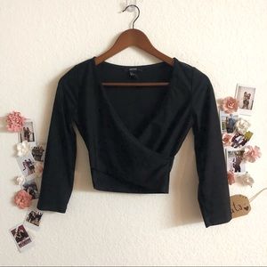 Black Criss-Crossed Crop Top
